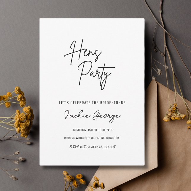 Convite de festas de Mãos Simples Preto Branco (Criador carregado)