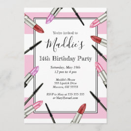 Convite de festas de Maquiagem Triturada Rosa