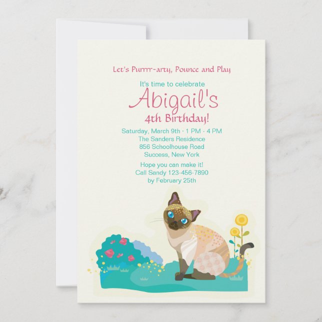 Convite de festas de Miau de Cat (Frente)