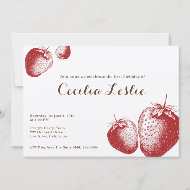 Convite de festas de morango (Frente)