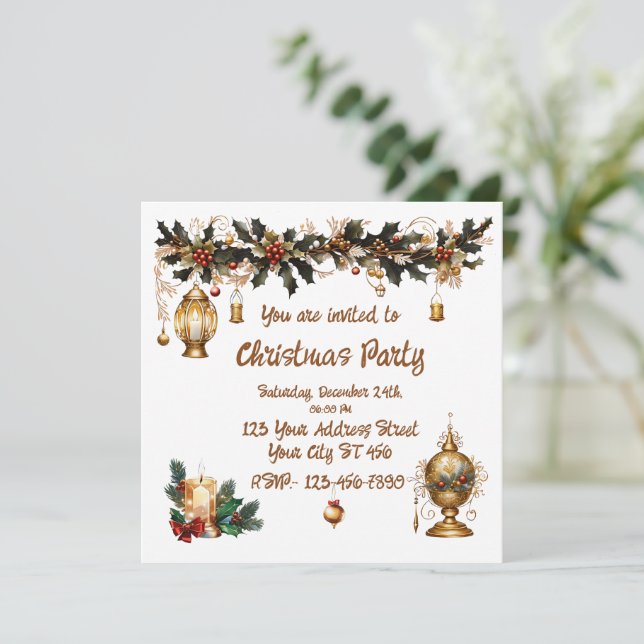 Convite de festas de Natal (Em pé/Frente)