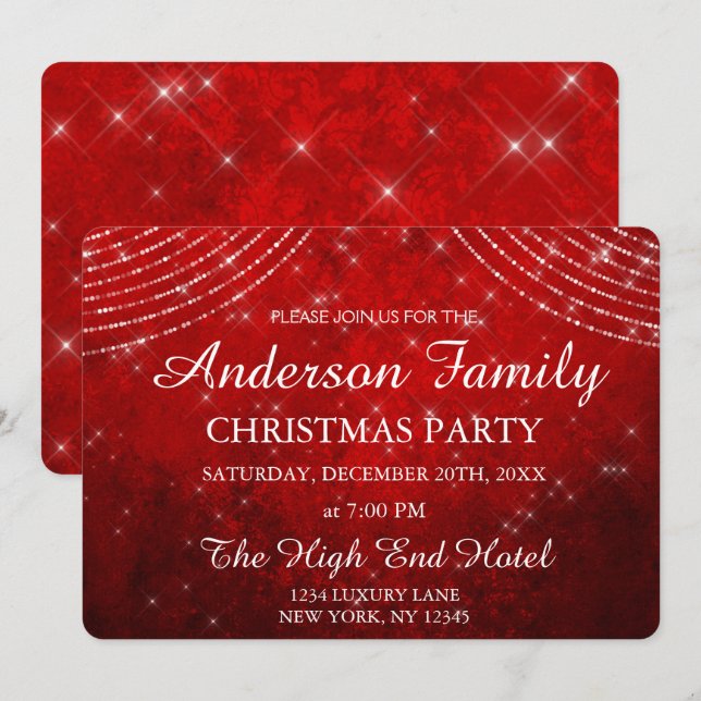 Convite de festas de Natal Anual Leve da Cadeia Ve (Frente/Verso)