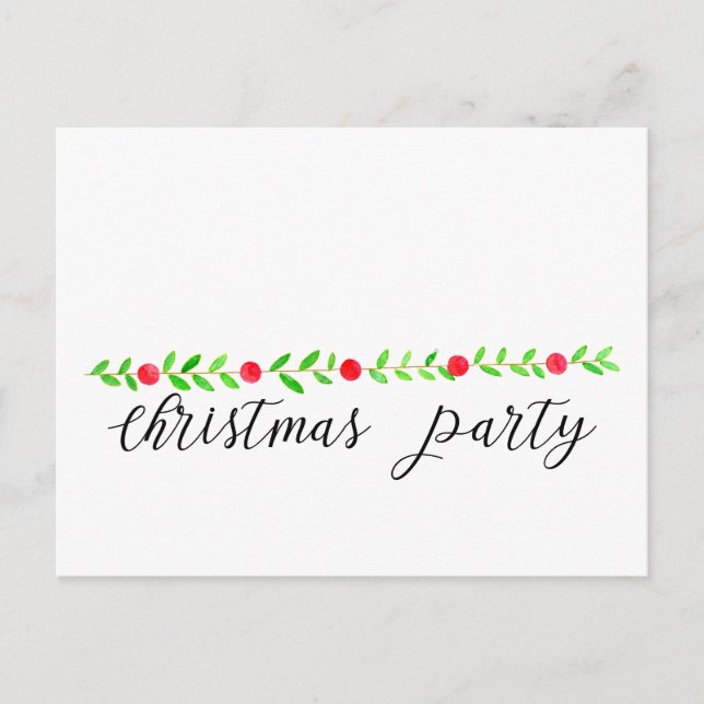 Convite de festas de Natal, aquarela Natal (Frente)