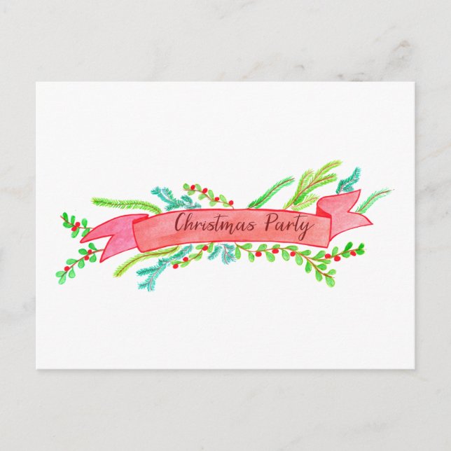 Convite de festas de Natal, aquarela Natal (Frente)
