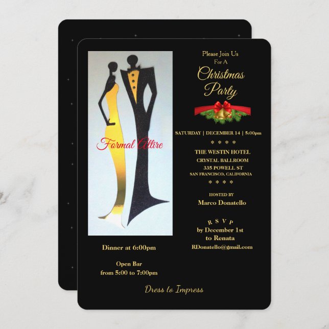 Convite de festas de Natal Art Deco (Frente/Verso)
