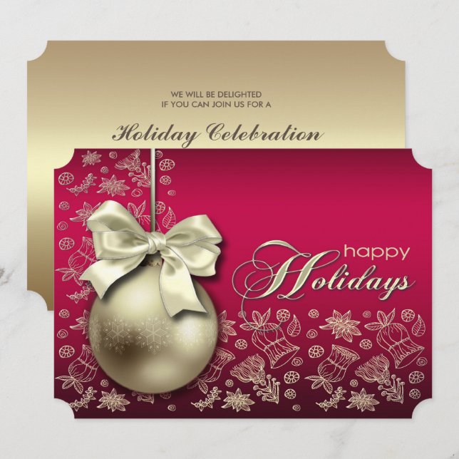 Convite de festas de Natal Bauble (Frente/Verso)