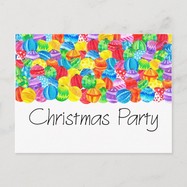 Convite de festas de Natal, bolhas de aquarela (Frente)