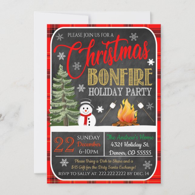 Convite de festas de Natal Bonfire (Frente)