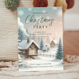 Convite de festas de Natal brilhante com cena de n