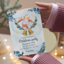 Convite de festas de Natal com aquarela quente
