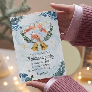 Convite de festas de Natal com aquarela quente