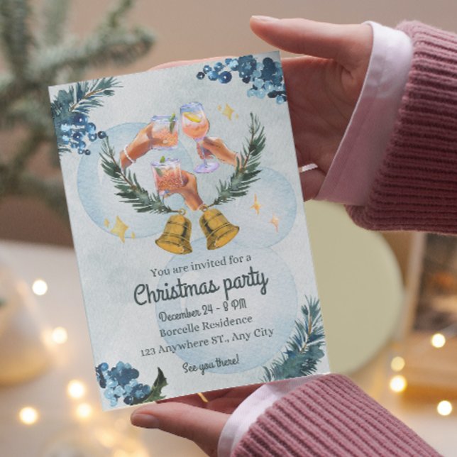 Convite de festas de Natal com aquarela quente (Criador carregado)