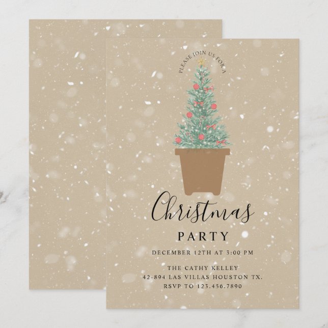 Convite de festas de Natal com marca personalizada (Frente/Verso)