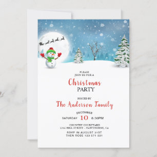 Convite de festas de Natal Cute Snowman