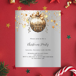 Convite de festas de Natal da estrela do ouro prat