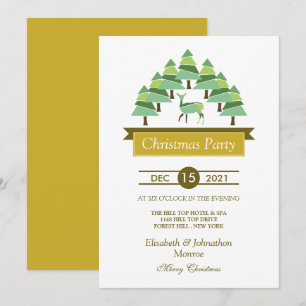 Convite de festas de Natal da Floresta ouro