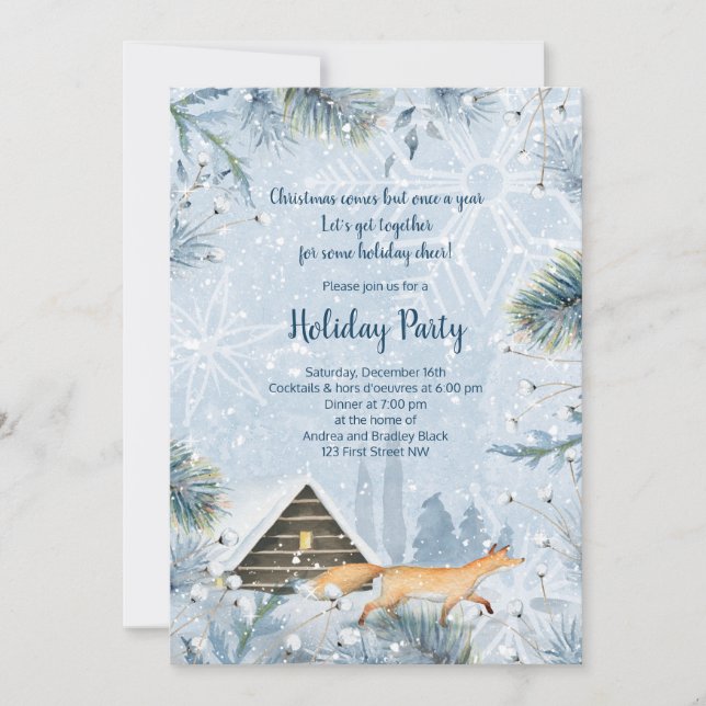 Convite de festas de Natal da Fox Cabine de invern (Frente)