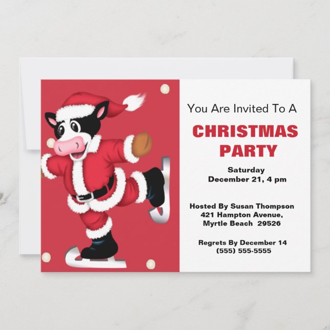 Convite de festas De Natal Da Vaca De Pé De Gelo (Frente)