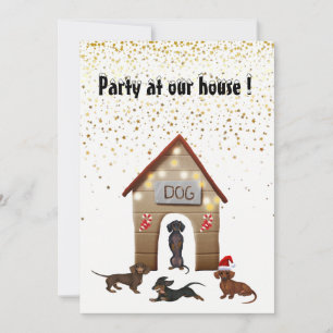 Convite de festas de Natal Dachshund Design