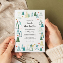 Convite de festas de Natal das Árvores de Aquarela