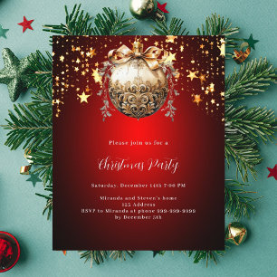 Convite de festas de Natal das estrelas de ouro ve