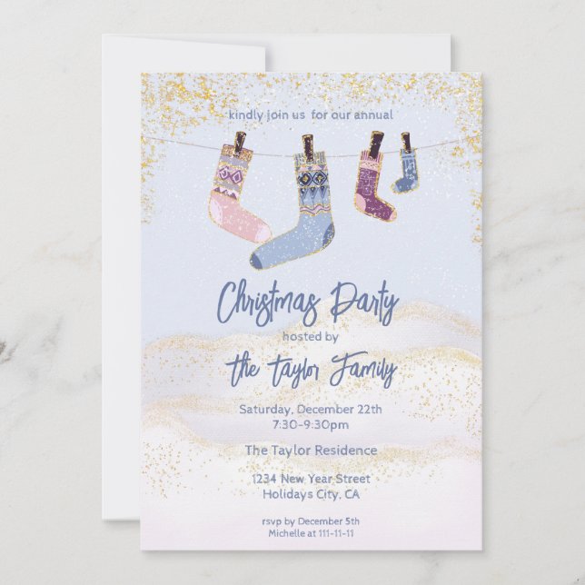 Convite de festas de Natal das Meias de inverno Fé (Frente)