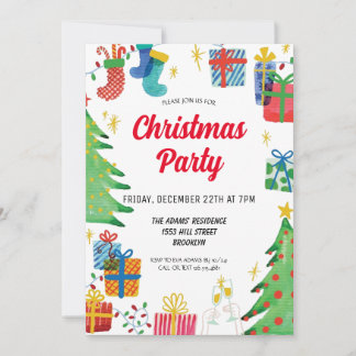 Convite de festas de Natal de Aquarela
