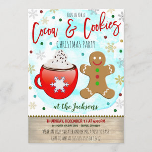 Convite de festas de Natal de Cacau e Biscoitos