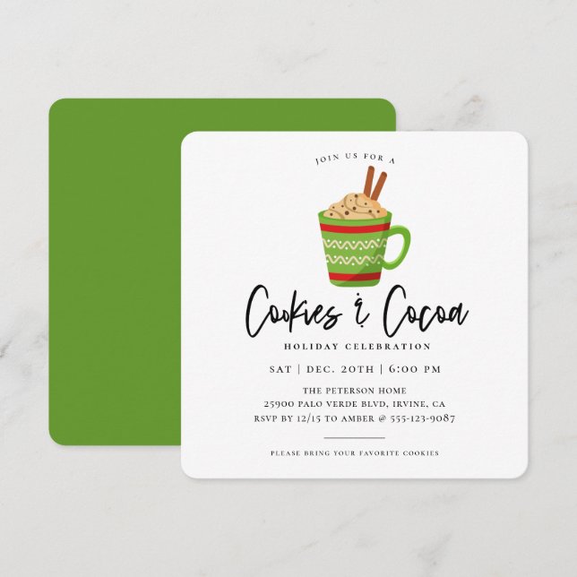 Convite de festas de Natal de Cookies e cacau (Frente/Verso)