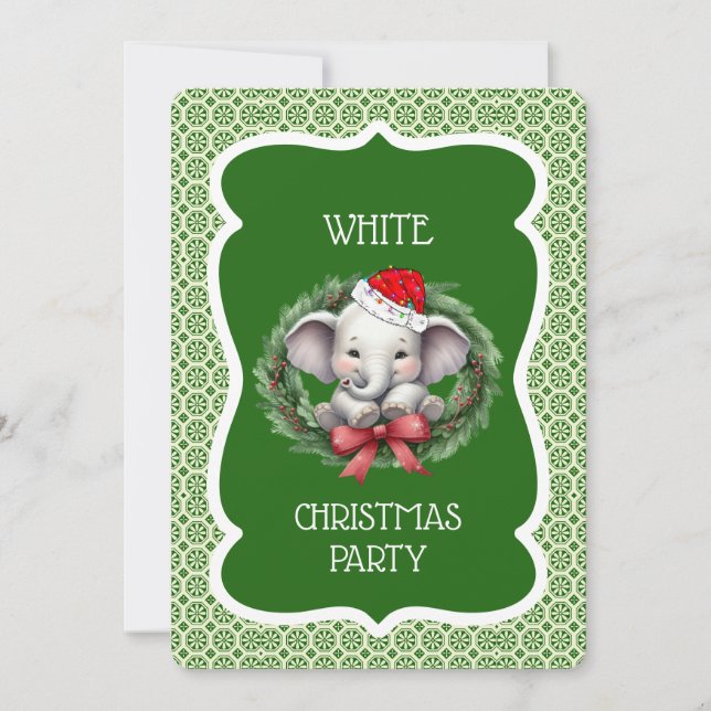 Convite de festas de Natal de Elefante Branco (Frente)