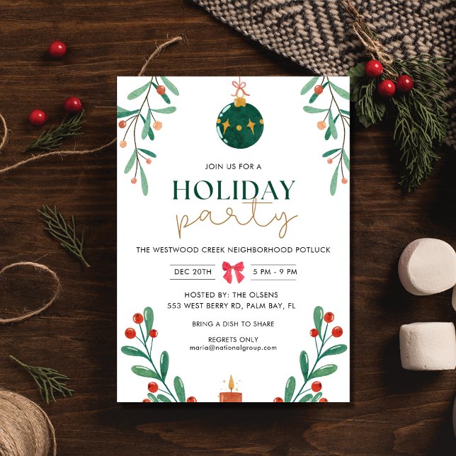 Convite de festas de Natal de Férias da Vizinhança (Neighborhood Holiday Christmas Party Invitation)