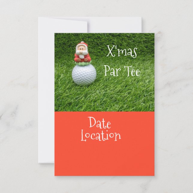 Convite de festas de Natal de Golfe com Papai Noel (Frente)