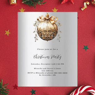 Convite de festas de Natal de ouro prateado