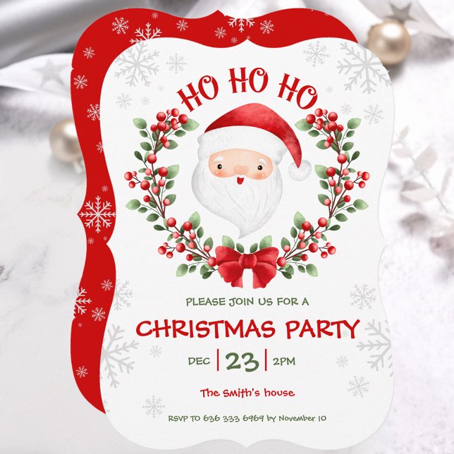 Convite de festas de Natal de Papai Noel (Cute Santa Claus Christmas Party Invitation)