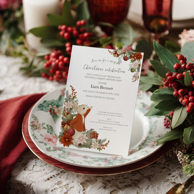 Convite de festas de Natal de Peter Rabbit (Criador carregado)