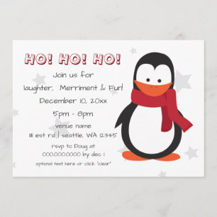 convite de festas de natal de pinguins de inverno