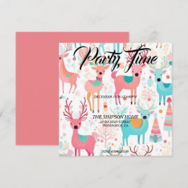 Convite de festas de Natal de Reindeer Whimsical