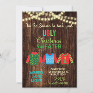Convite de festas de Natal de suéter feio.