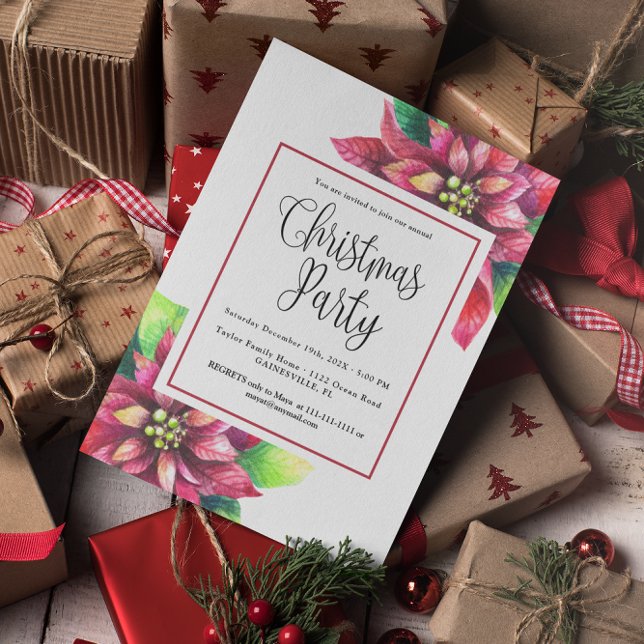 Convite de festas de Natal do Budget Red Poinsetti (Criador carregado)