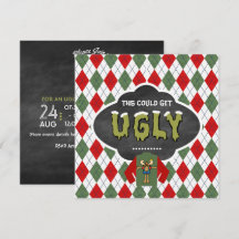 Convite de festas de Natal do Chalkboard Ugly Swea