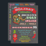 Convite de festas de Natal do Chalkboard Ugly Swea<br><div class="desc">Convites de festas de Natal super legal e suados,  com ilustração de um suéter feio,  tipografia divertida e banners no fundo do quadro. Ilustração desenhada à mão por McBooboo.</div>