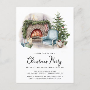 Convite de festas de Natal do Cozy Watercolor Home