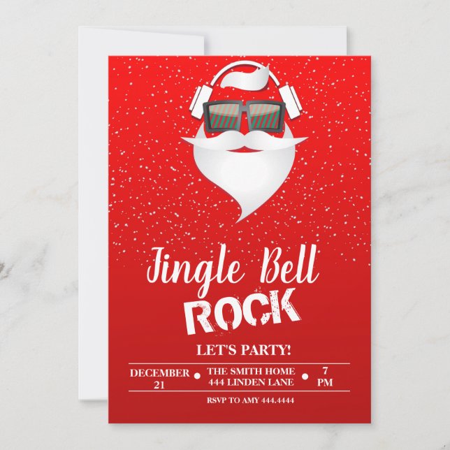 Convite de festas de Natal do Jingle Bell Rock (Frente)