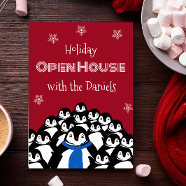 Convite de festas de Natal do Penguin Open House