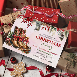 Convite de festas de Natal do Western Cowboy Boots
