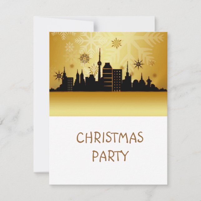 Convite de festas de Natal Dourado (Frente)