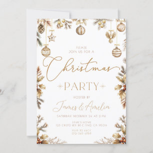 Convite de festas de Natal Dourado