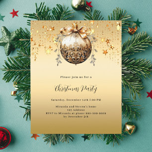 Convite de festas de Natal Dourado