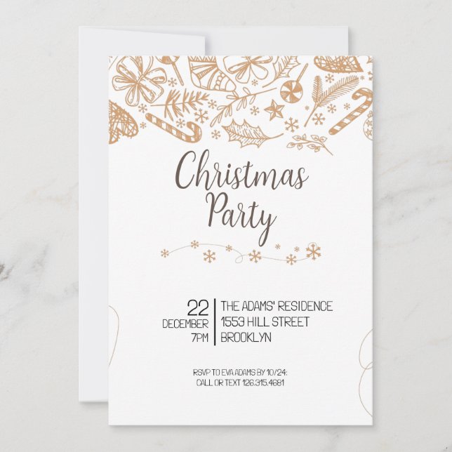 Convite de festas de Natal Elegante (Frente)