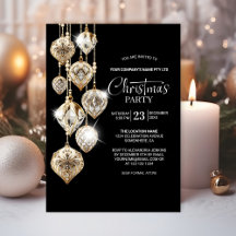 Convite de festas de Natal Elegante Dourado Orname